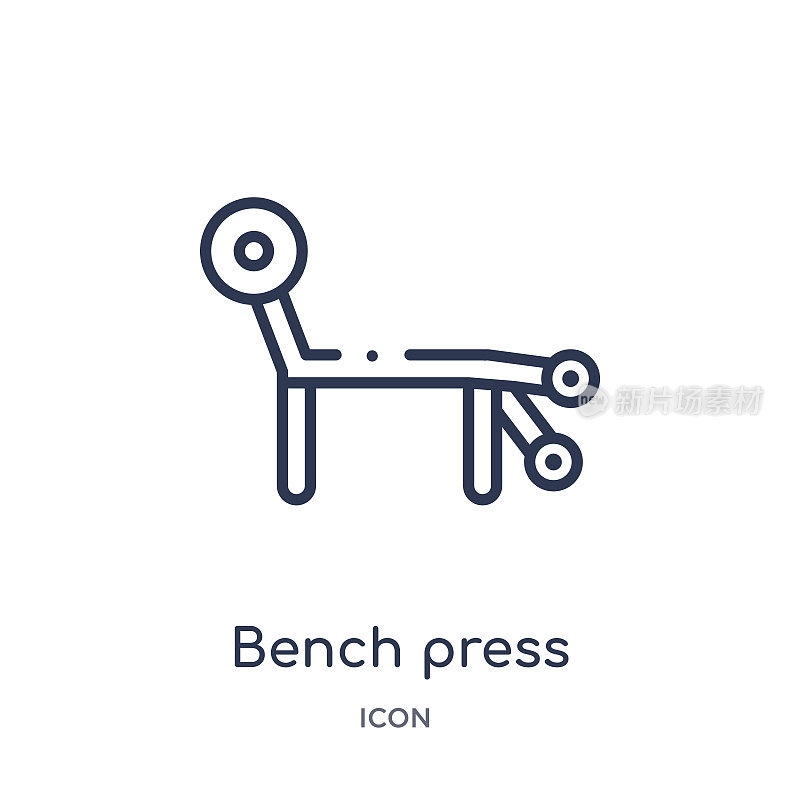 Linear bench press weightlifting icon from Gym and fitness outline collection. Thin line bench press weightlifting icon isolated on white background. bench press weightlifting trendy illustration